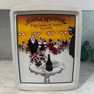 Vintage Royale Montaine Cognac French Liqueur Metal Serving Tray Advertisement